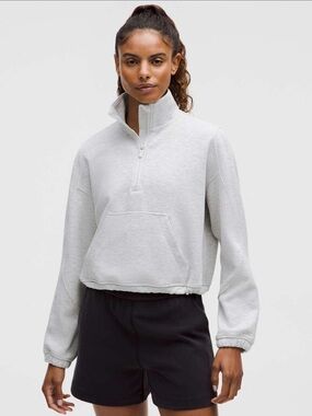 Lululemon softstreme Heather Light Gray Half-Zip Pullover
